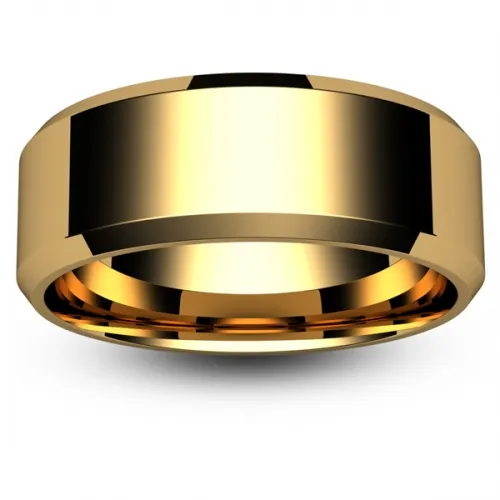 Flat Court Chamfered Edge - 8mm (CEI8Y) Yellow Gold Wedding Ring